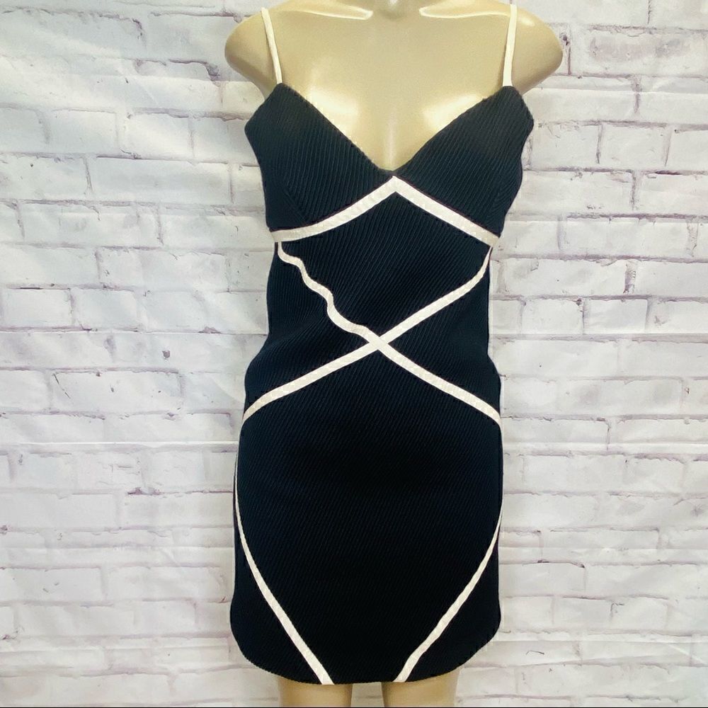 Tocca Wool Blend Dress with faux leather Strap Womens 6